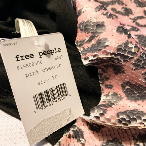 Free People Sequin Cheetah Mini Skirt Size 10 - Picture 12 of 14